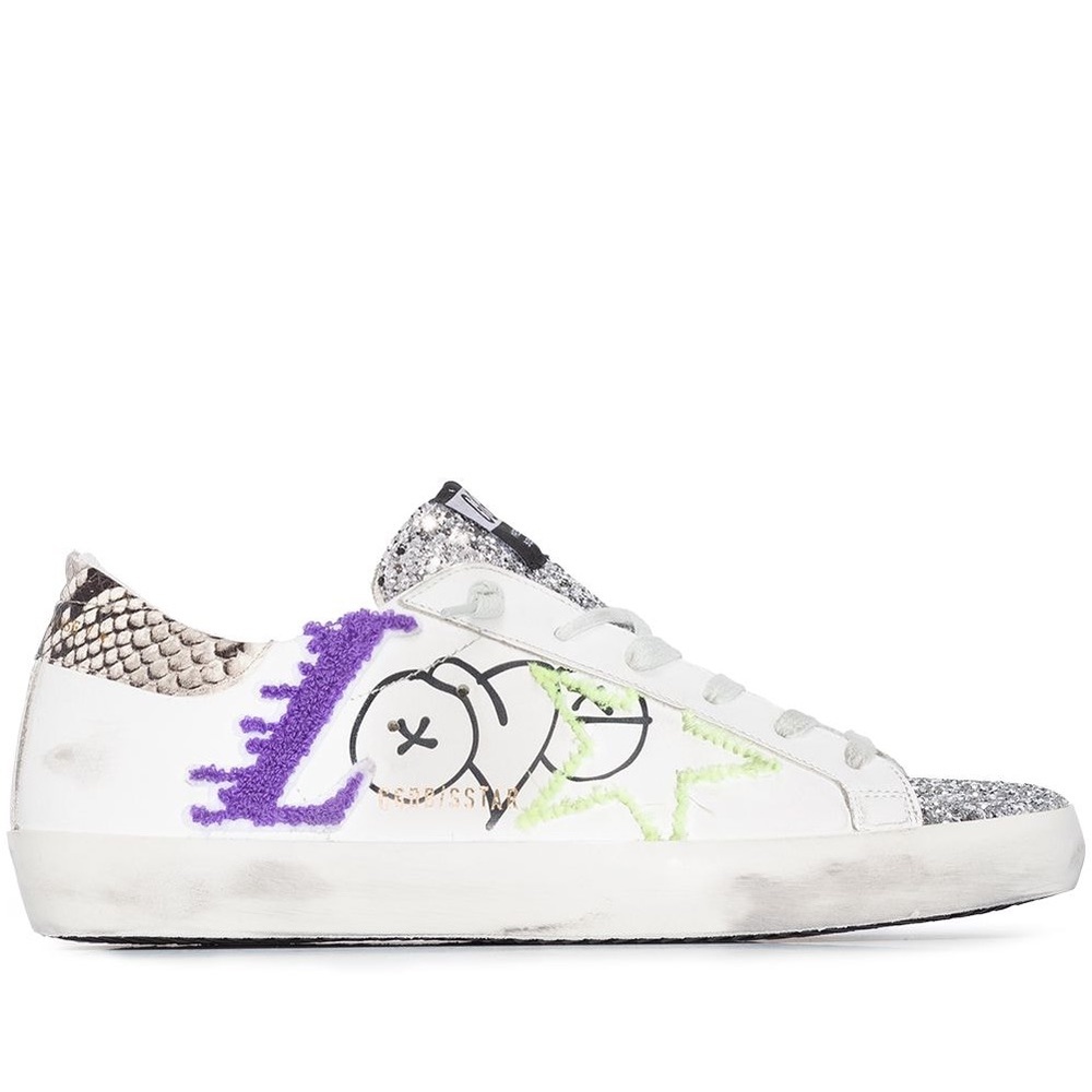 GOLDEN GOOSE Superstar Glitter Love Sneakers with List Sz 35 US 5 NWT New Tags
